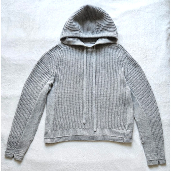 MARIA McMANUS thick cashmere-blend "fisherman rib hoodie" goop sweater $1,050 s - Picture 2 of 16